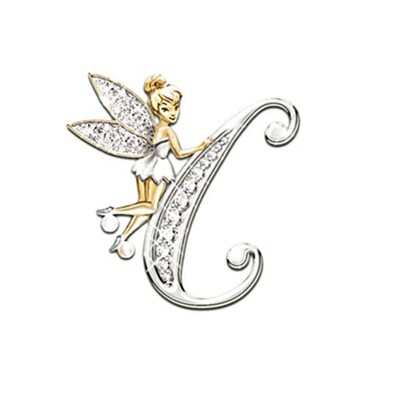 Alphabet A-Z Letter Lapel Pin Luxury Elf Angel Brooch Women