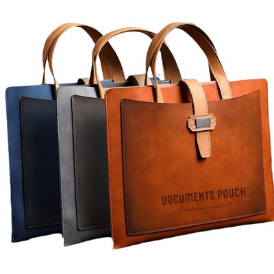 a4 file bag Leather portable file bag folder waterproof