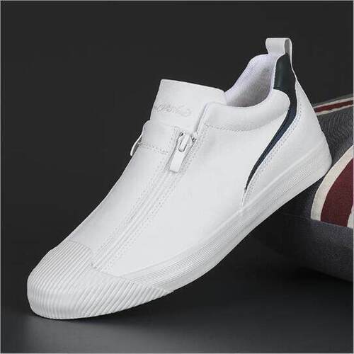 Winter Men Leather Casual Shoes Fashion Double Zipper High o