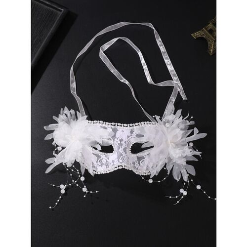 White Veil Deer Horn Mask Half Face Womens Ancient Style