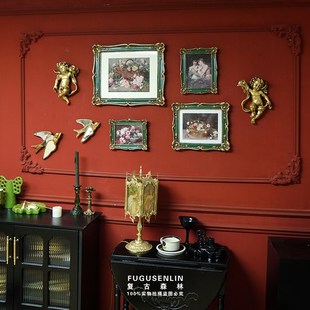 复古欧法式绿色浮雕相框画框家居民宿墙面装饰壁挂照片墙拍照道具