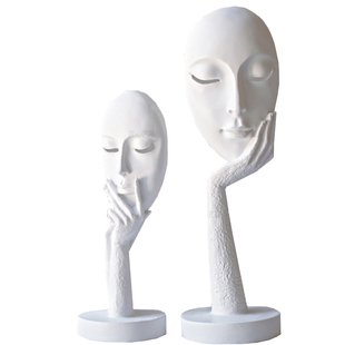 纯白色面具人脸谱创意树脂抽象艺术客厅卧室家居办公书房人脸摆件