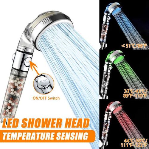 3 Color Changing LED Shower Head High Pressure Water Saving