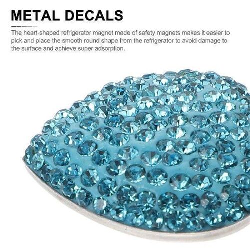 2PCS Heart Shaped Rhinestone Fridge Magnets Decorative