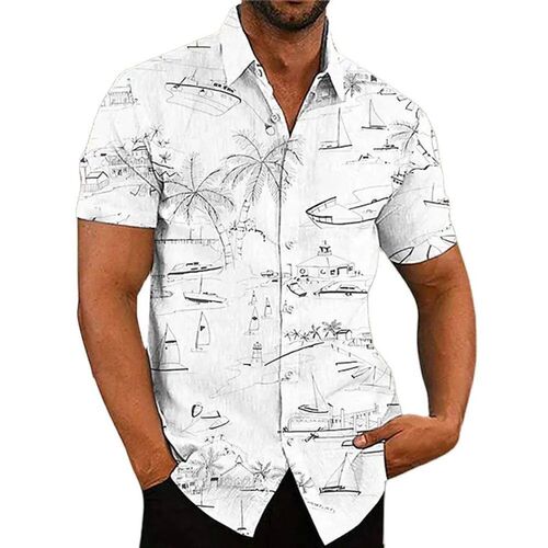 2023 New Mens Hawaiian Shirt Short Sleeve For Men 3D Coconu