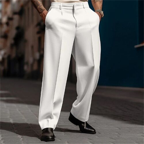 Mens Dress Slant Pocket Straight Solid lor mforle Breathabl