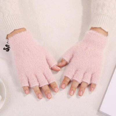 Winter Warm Knit Gloves Half Finger Men Women Thermal Gloves