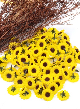 30pcs Mini Silk Sunflower Artificial Daisy Flower Head For W