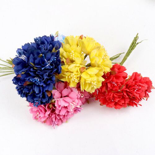 6Pcs/lot 3cm Silk Chrysanthemum Artificial Flowers Head DIY