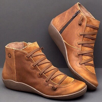 Women Winter Snow Boots PU Leather Ankle Boots Spring Flat S