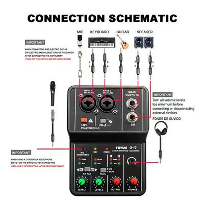 TEYUN Q12 2 Channels Professional portable Audio Interface s