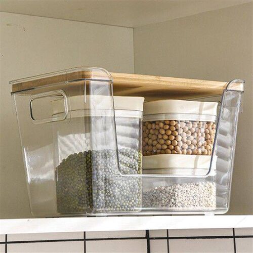Kitchen Counter Pantry Baskets with Bamboo Lid Vanity Table