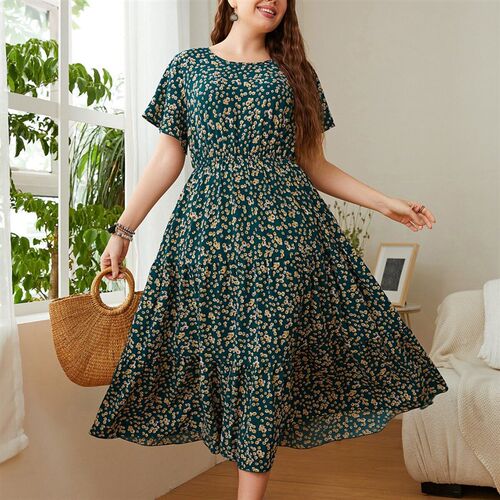Womens Style Plus Size 2025 Print Loose Womens Dress