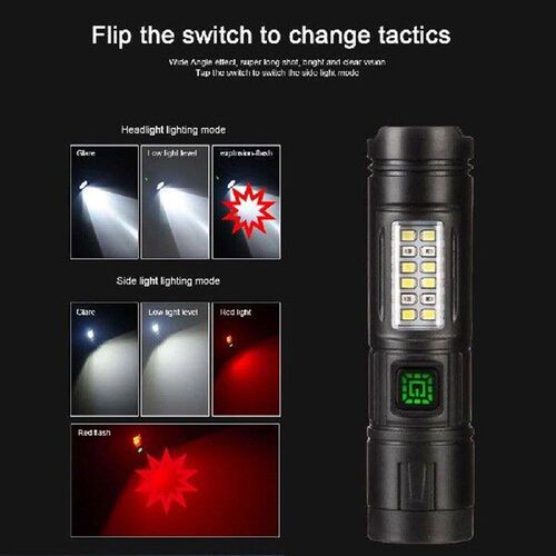 LED Flashlight Rechargeable Work Light With Side Light