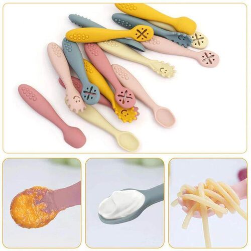 3PCS Cute Baby Learning Spoons Utensils Set Newborn Feeding