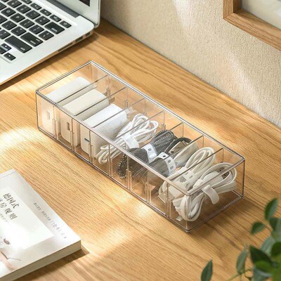 Cable Storage Box Transparent Plastic Data Line Storage Cont