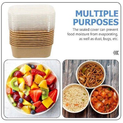 10 Sets Packed Lunch Box Khaki Food Boxes Office Takeout