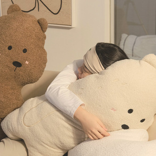 泰迪绒大熊抱枕创意沙发床头靠毛绒绣花含芯枕卡通毛绒靠枕女
