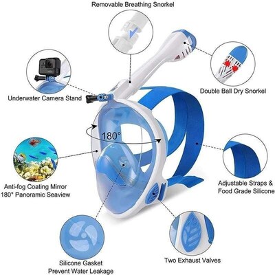 Underwater Snorkeling Full Face Adult Swimming Mask Kit with
