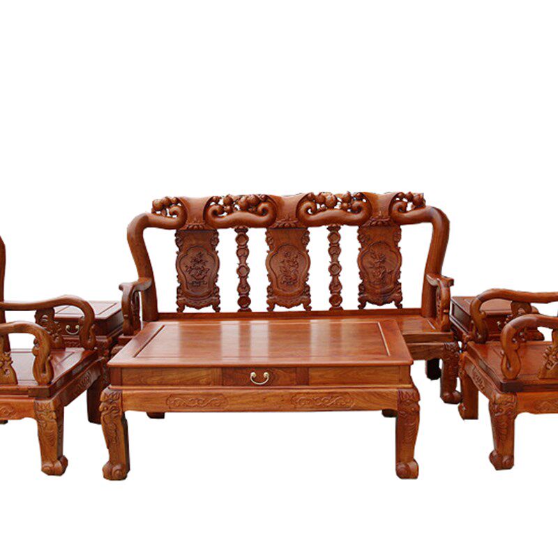 红木家具缅甸花梨木雕花沙发大果紫檀实木客厅六件寿桃中式独板,住宅家具,红木沙发,淘宝优惠券,粉丝福利购,淘宝优惠卷