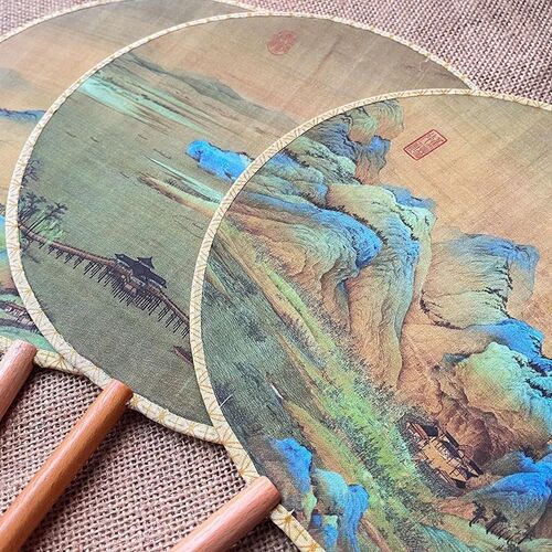 Ancient Fan Chinese Style Silk Double-sided Embroidery Dance