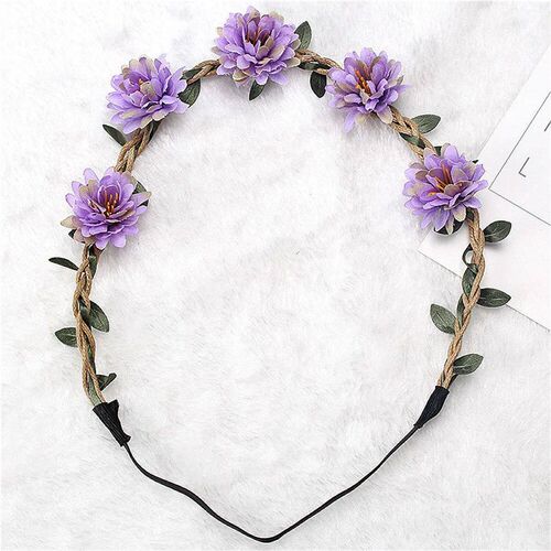 Bride Flower Crown Hairband Rope Wedding Floral Headband Gar