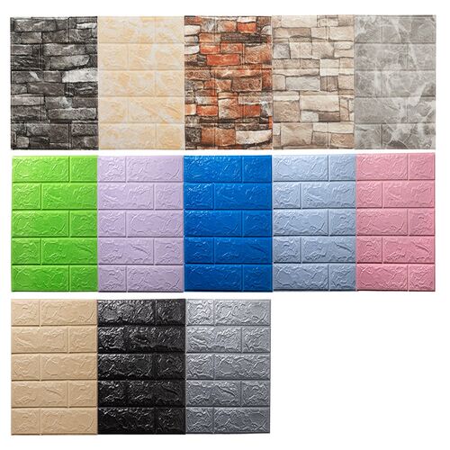 12pcs Brick Foam Panels 3D Wall Stickers Self-adhesive DIY E