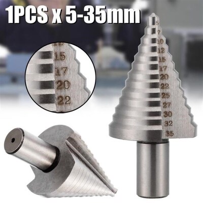 1pc HSS Step Cone Drill Bit Triangle Round Shank Spiral Groo