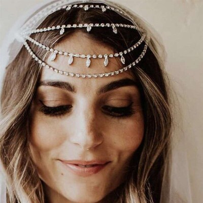 Fashion light luxury zircon multi-layer forehead chain photo