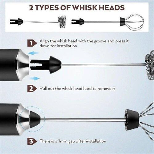 Plastic Stainless Electric Whisk Milk Frother Handheld