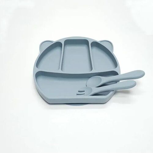 3PCS Rubber dinner plate baby children suction cup tableware