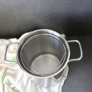 德国18/10不锈钢芦笋锅配炸蓝大容量省油小炸锅煮意面汤锅深炖锅