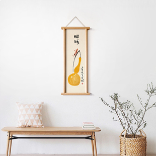 齐白石葫芦国画福禄画入户玄关餐厅小挂画实木画框装饰画寓意好