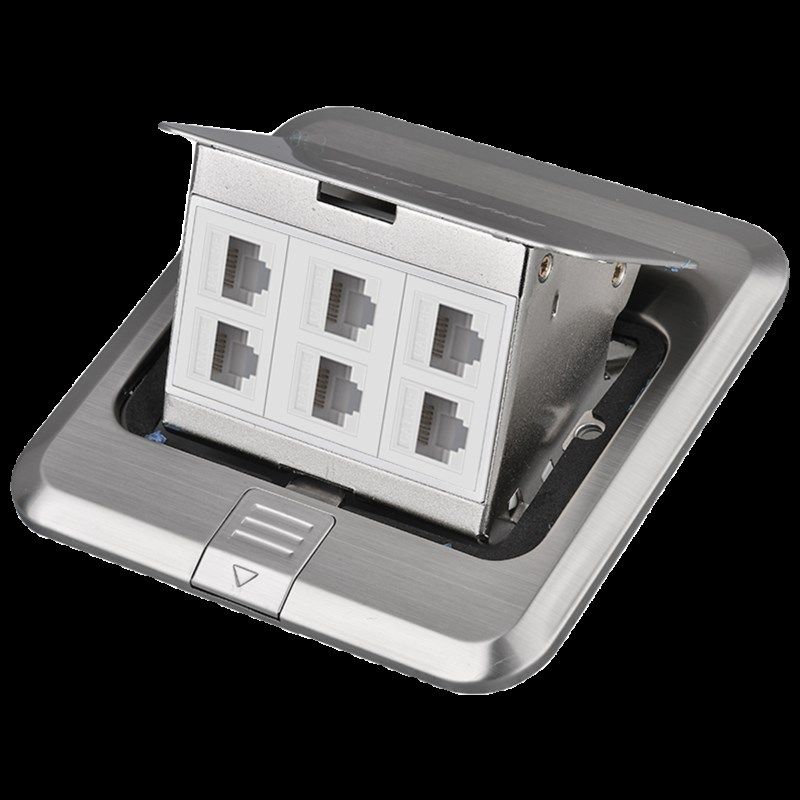 五类不锈钢弹起式RJ5网络地插座藏防水超六类CT电脑光纤地插座