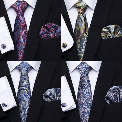 Jacquard Newest design Festive Present Tie Handkerchief Cuff