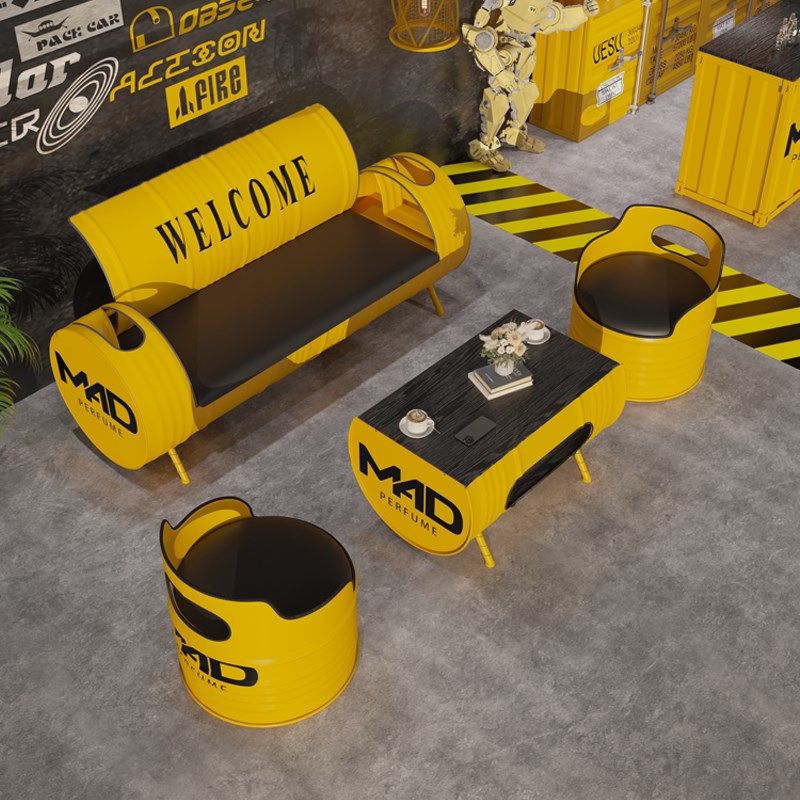 酒吧桌椅油桶沙发ktv铁艺茶几奶茶店创意工业风复古卡座沙发,商业/办公家具,卡座,淘宝优惠券,粉丝福利购,淘宝优惠卷