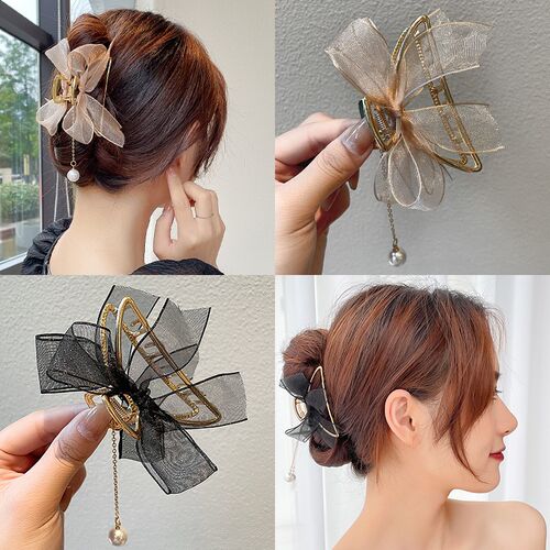 2022 New Butterfly Hair Clip Geometric Pearl Beads Metal Hai