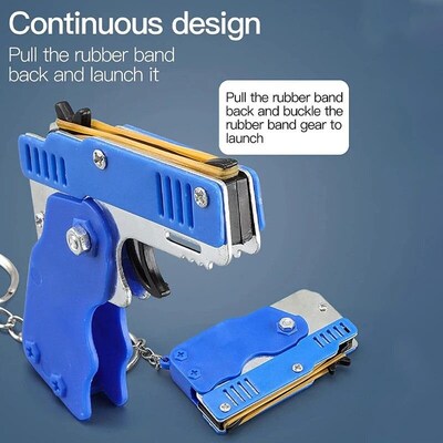 1PC Mini Keychain Gun Rubber Band Gun Toy Gun Shooting Pisto