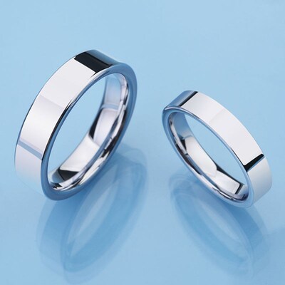 High Polished Silver Color Tungsten Wedding Rings for Couple