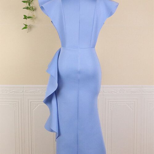 AOMEI Elegant Woman Ceremony Dress Ruffle Slit Sexy Stylish