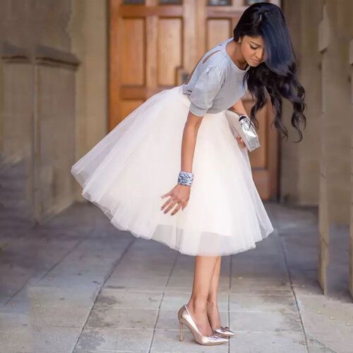 Party Train Puffy 5Layer 60CM Fashion Women Tulle Skirt Tutu