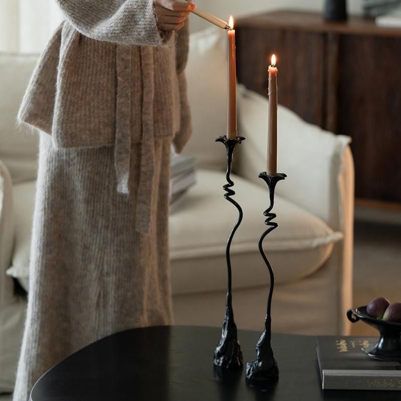 方寸时光铸铁烛台铁艺黑色做旧浪漫烛光晚餐蜡烛底座侘寂风摆件,家居饰品,烛台,淘宝优惠券,粉丝福利购,淘宝优惠卷
