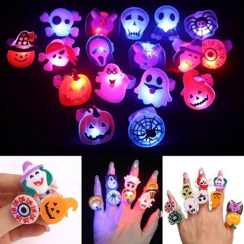 Halloween Luminous Rings Creative Cute Pumpkin Ghost Eye Gho