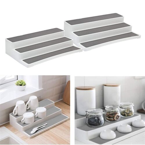 3 Stepped Cabinet Kitchen Spice Rack Storage Organizer Bath