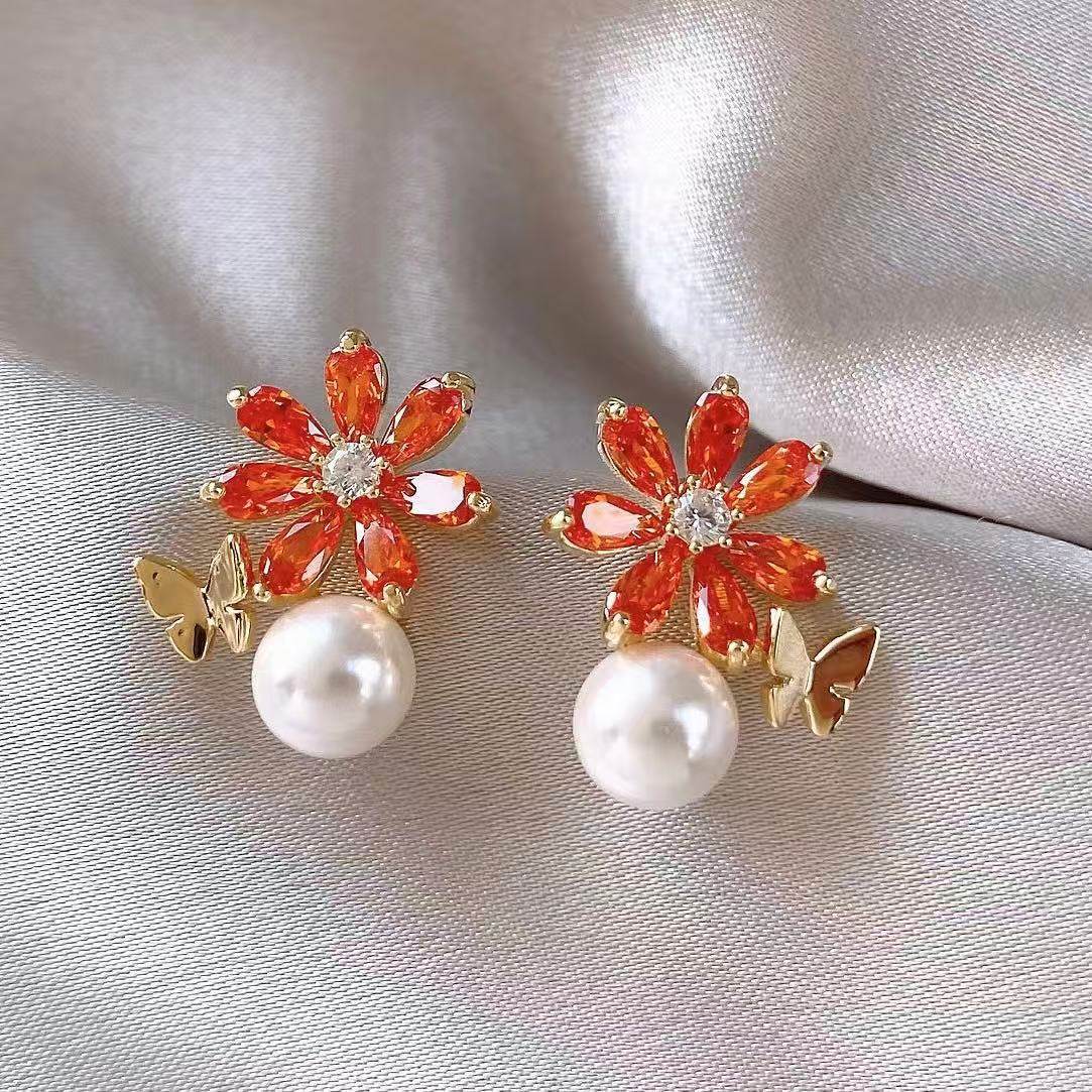 银针镶钻花朵珍珠耳钉小众高级感精致百搭耳环轻奢气质耳饰女,饰品/流行首饰/时尚饰品新,银饰耳饰,淘宝优惠券,粉丝福利购,淘宝优惠卷