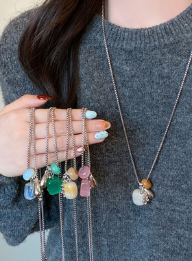 时尚长款项链女轻奢小众高级感秋冬装饰品毛衣链吊坠挂脖配饰