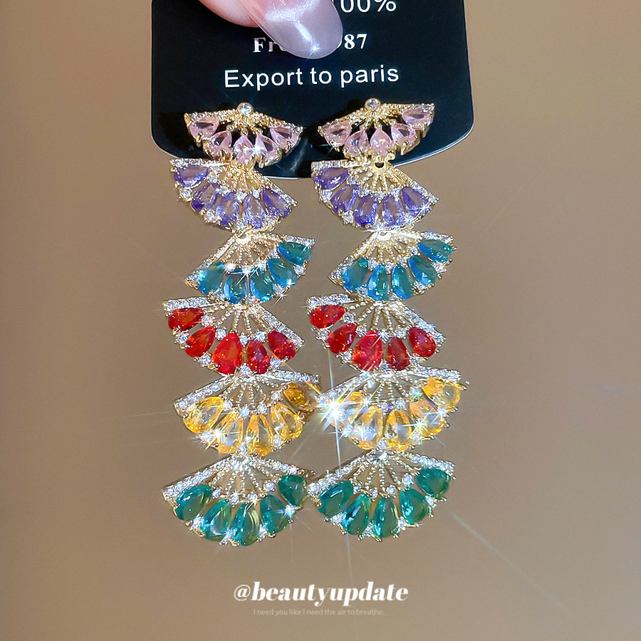 银针多巴胺锆石扇形流苏耳钉轻奢气质耳坠耳环设计感小众耳饰,饰品/流行首饰/时尚饰品新,银饰耳饰,淘宝优惠券,粉丝福利购,淘宝优惠卷