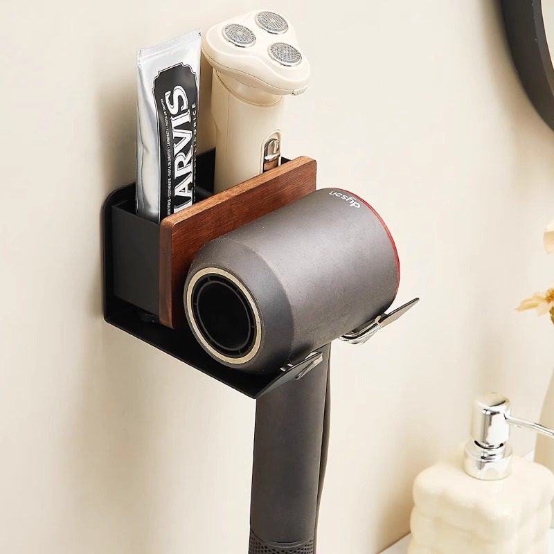 胡桃木吹风机置物架免打孔卫生间电吹风筒挂架浴室壁挂式支架收纳,厨房/烹饪用具,抹布架/厨房清洁收纳架,淘宝优惠券,粉丝福利购,淘宝优惠卷