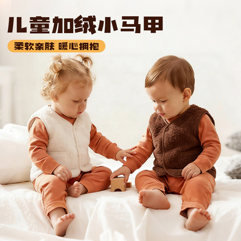 小羊咚咚秋冬加绒小熊宝宝马甲