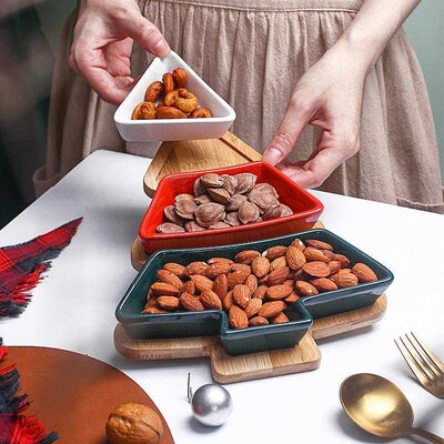 Nordic Christmas Ceramic Turntable Snack Tray